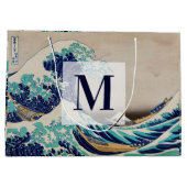 Hokusai Great Wave off Kanagawa. monogram Groot Cadeauzakje (Achterkant)