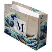 Hokusai Great Wave off Kanagawa. monogram Groot Cadeauzakje (Voorkant Gekanteld)
