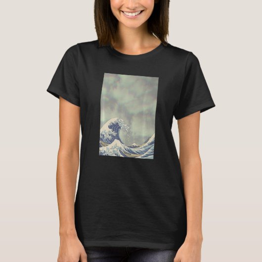Hokusai Great Wave on Grunge Clouds T-shirt (Voorkant)