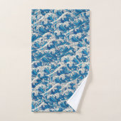 Hokusai Great Wave Pattern Nautische Blauwe Oceaan Handdoek (Handdoek)