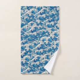 Hokusai Great Wave Pattern Nautische Blauwe Oceaan Handdoek