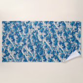 Hokusai Great Wave Pattern Nautische Blauwe Oceaan Strandlaken (Voorkant)