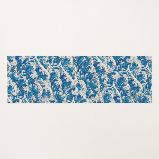 Hokusai Great Wave Pattern Nautische Blauwe Oceaan Yogamat (Achterkant (horizontaal))