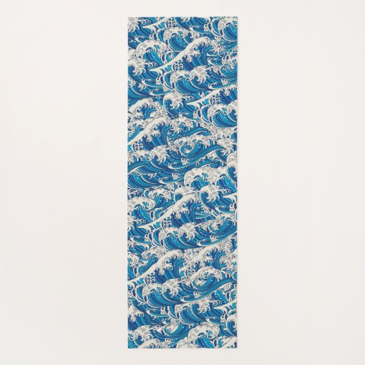 Hokusai Great Wave Pattern Nautische Blauwe Oceaan Yogamat (Achterkant)