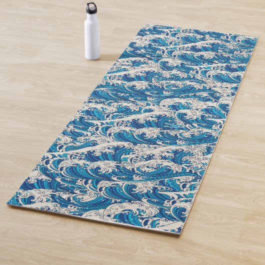 Hokusai Great Wave Pattern Nautische Blauwe Oceaan Yogamat (In situ)