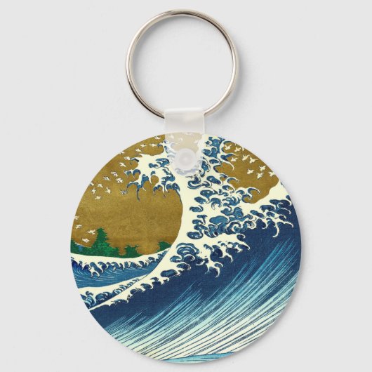 Hokusai Grote Golf Japan Vintage Oceaan Sleutelhanger (Voorkant)