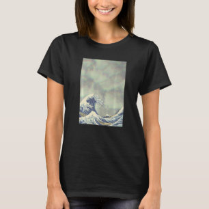 Hokusai Grote Golf Op Grunge Wolken T-shirt
