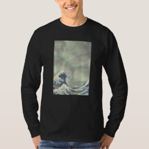 Hokusai Grote Golf Op Grunge Wolken T-shirt