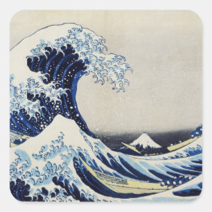 Hokusai grote golf print schilderij vierkante sticker