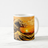 Hokusai "Grote Golf" Zonsondergang Mok | 11oz Japa (Voorkant rechts)