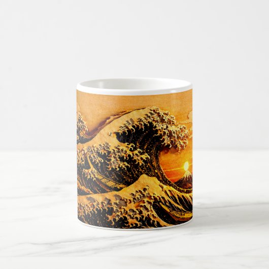 Hokusai "Grote Golf" Zonsondergang Mok | 11oz Japa (Center)