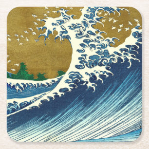 Hokusai Grote Golfpatroon: Japanse Ukiyo-e Kunst Kartonnen Onderzetters