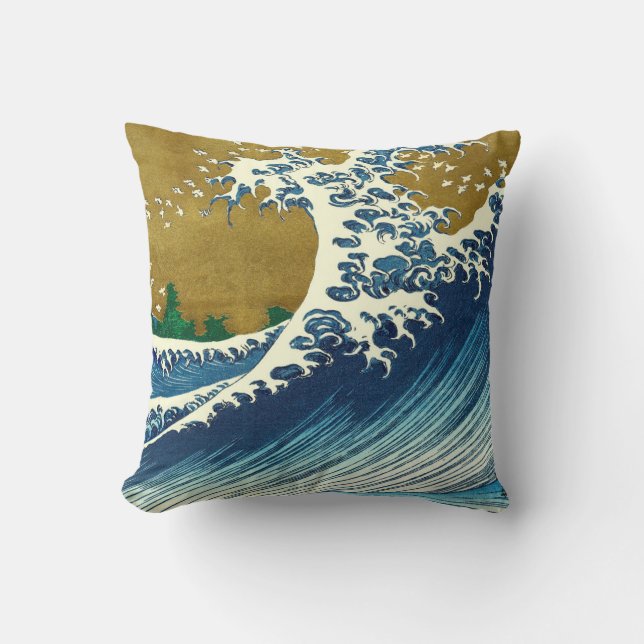 Hokusai Grote Golfpatroon: Japanse Ukiyo-e Kunst Kussen (Voorkant)