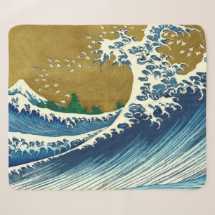 Hokusai Grote Golfpatroon: Japanse Ukiyo-e Kunst Sherpa Deken