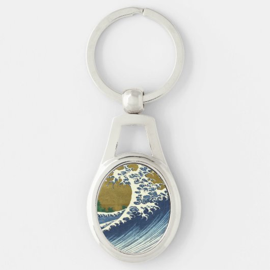 Hokusai Grote Golfpatroon: Japanse Ukiyo-e Kunst Sleutelhanger (Voorkant)