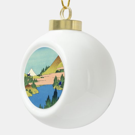 Hokusai Hakone Lake in de provincie Sagami Keramische Bal Ornament (Rechts)