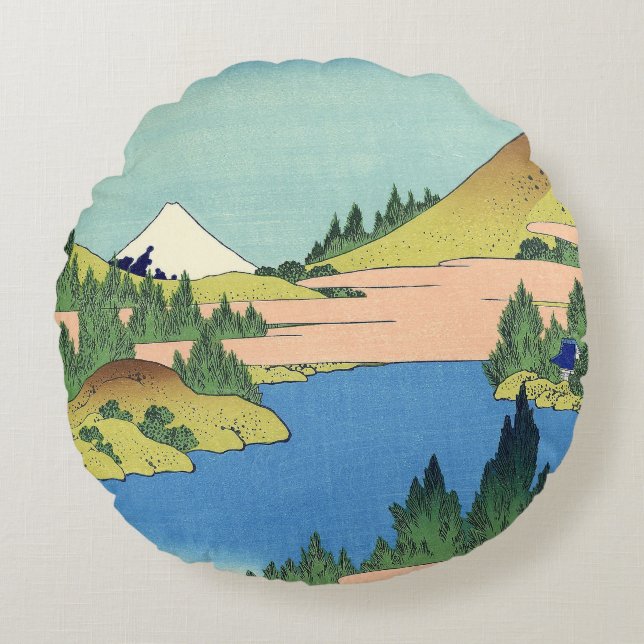Hokusai Hakone Lake in de provincie Sagami Rond Kussen (Voorkant)