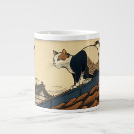 Hokusai inspireerde kunst met een schattige kat grote koffiekop