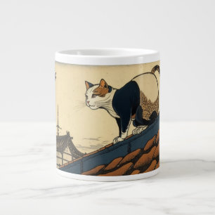 Hokusai inspireerde kunst met een schattige kat grote koffiekop