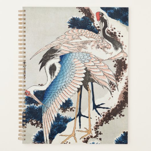 Hokusai Japanese Art Two Cranes Snowy Pine Planner (Voorkant)