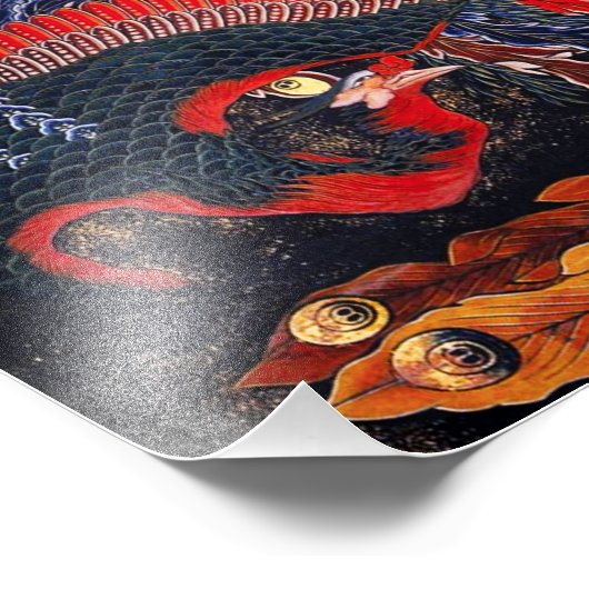 Hokusai Japans Phoenix Foto Afdruk (Hoek)