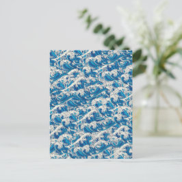 Hokusai Japanse Grote Golf Patroon Nautisch Blauw Briefkaart