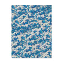 Hokusai Japanse Grote Golf Patroon Nautisch Blauw