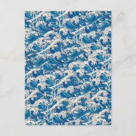Hokusai Japanse Grote Golf Patroon Nautisch Blauw Briefkaart