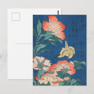 Hokusai Japanse Kunst Pioenrozen en Kanariepiet Briefkaart