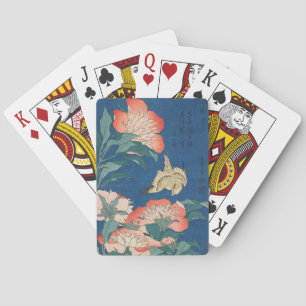 Hokusai Japanse Kunst Pioenrozen en Kanariepiet Pokerkaarten