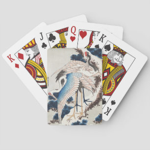 Hokusai Japanse Kunst Twee Kraanvogels Besneeuwde  Pokerkaarten