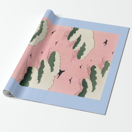 HOKUSAI JAPANSE VOGELS EN WOLKEN inpakpapier (Uitgerold)