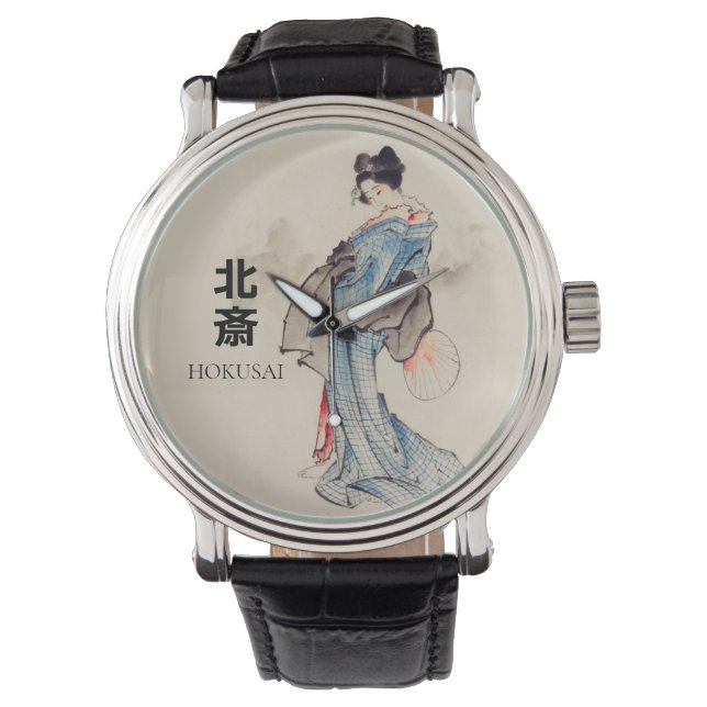 Hokusai - Japanse vrouw in Kimono horloge (Voorkant)