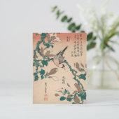 Hokusai Java Sparrow on Magnolia Gallery Briefkaart (Staand voorkant)