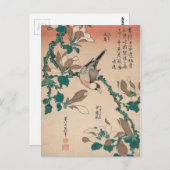 Hokusai Java Sparrow on Magnolia Gallery Briefkaart (Voorkant / Achterkant)