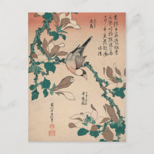 Hokusai Java Sparrow on Magnolia Gallery Briefkaart