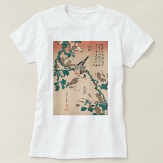 Hokusai Java Sparrow on Magnolia Gallery T-shirt (Design voorkant)