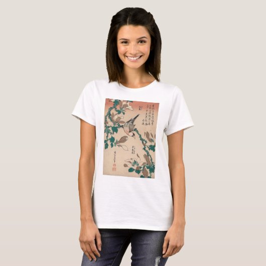 Hokusai Java Sparrow on Magnolia Gallery T-shirt (Voorkant volledig)