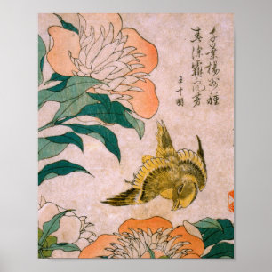 Hokusai Katsushika - Peony en Canary Wharf Poster