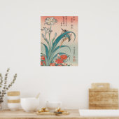 Hokusai Kingfisher Iris en Wild Pinks Gallery HD Poster (Keuken)