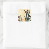 Hokusai Kunst schilderij Iris Bloemen Vierkante Sticker (Tas)