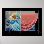 Hokusai Meets Fibonacci, gekleurde vormen Poster (Voorkant)