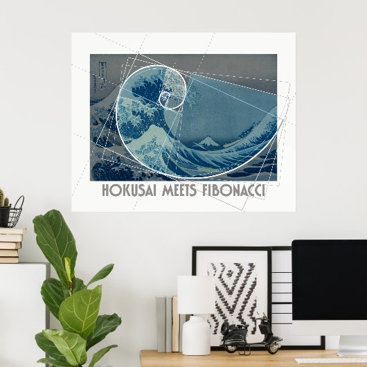 Hokusai Meets Fibonacci, Golden Ratio #2 Poster (Thuiskantoor)