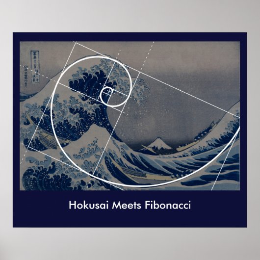 Hokusai Meets Fibonacci, Golden Ratio Poster (Voorkant)