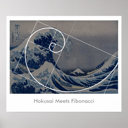 Hokusai Meets Fibonacci, Golden Ratio Poster (Voorkant)
