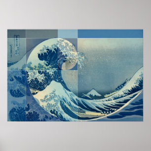 Hokusai Meets Fibonacci, Golden Ratio Poster