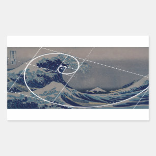 Hokusai Meets Fibonacci, Golden Ratio Rechthoekige Sticker