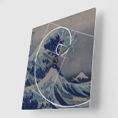 Hokusai Meets Fibonacci, Golden Ratio Vierkante Klok (Hoek)