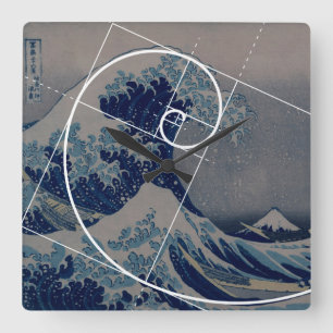 Hokusai Meets Fibonacci, Golden Ratio Vierkante Klok