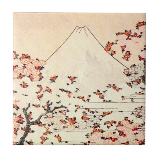 Hokusai Mount Fuji Cherry Blossom Tile Tegeltje (Voorkant)